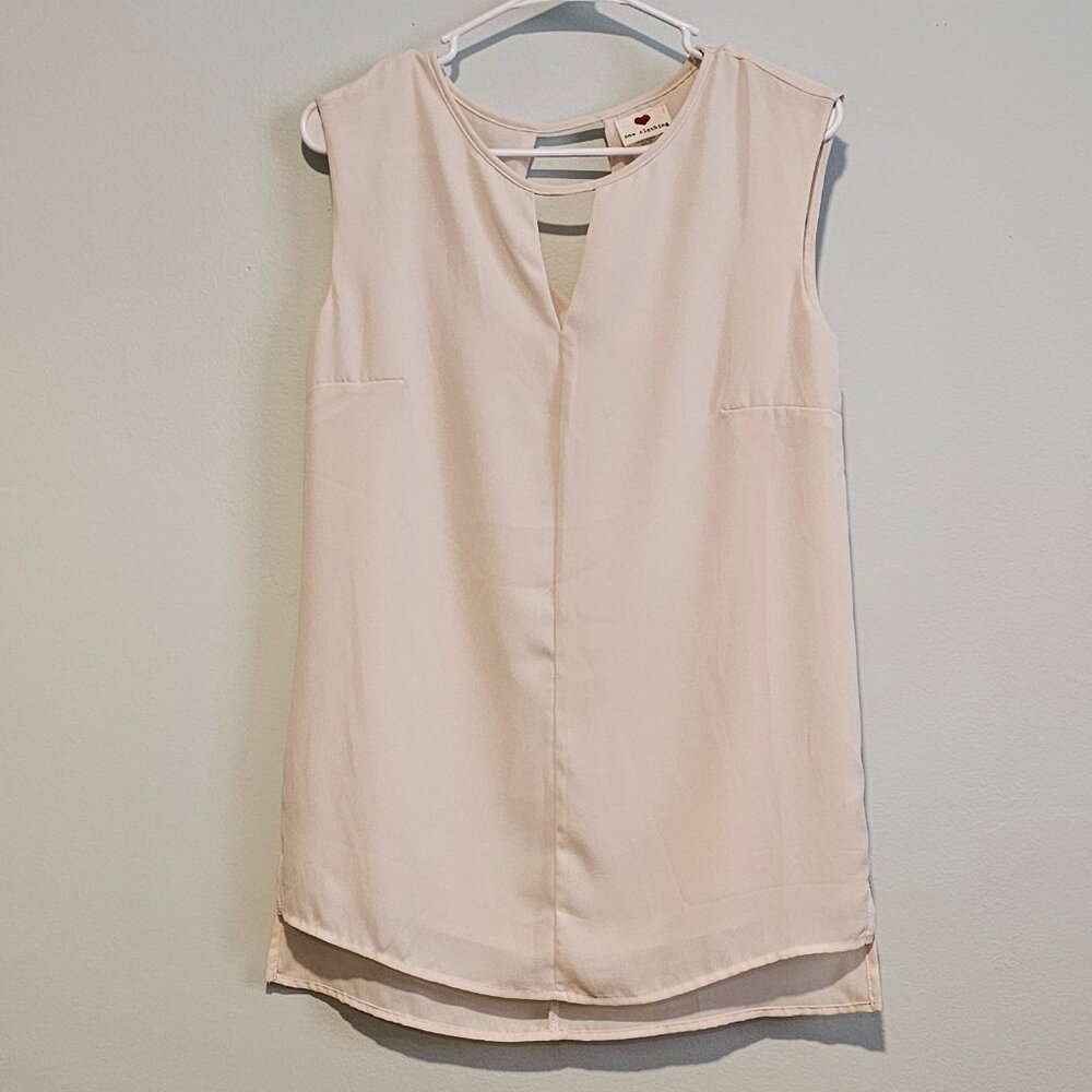 Cream Color Sleeveless Blouse with Keyhole Front and Back, XSmall